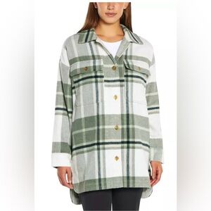 Banana Republic Women's Plaid Flannel Shirt Jacket, Black/Green/Brow